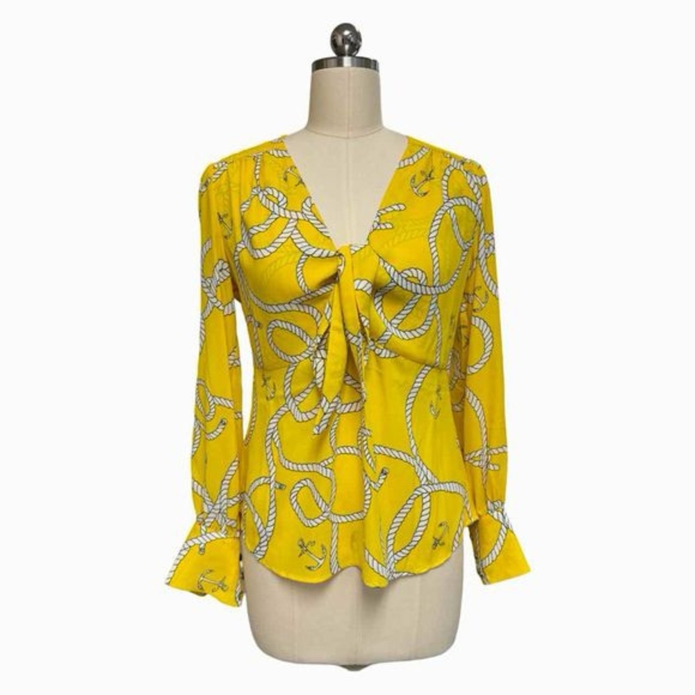 NWT - Cabi Yellow and White Nautical Blouse 🌼